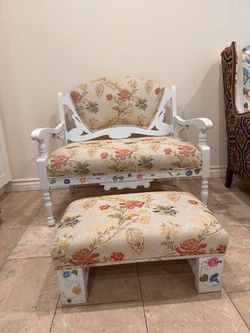 Wooden bench with small ottoman