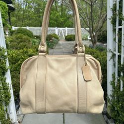 Vintage Coach Leatherware Lightweight Soft Satchel in Khaki Leather and Brass 