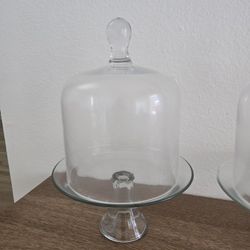 Full Glass Cake Stands.  Set of 2.