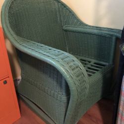Vintage Midcentury Colorful Large Wicker Rocking Chair Gorgeous