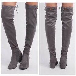 Gray Thigh High Boots Size 7 