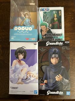 Anime Figure Lot of 4 – Zoro, Sasuke, and More