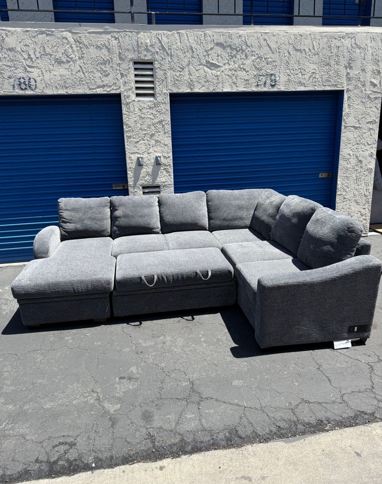FREE Local Delivery – Coddle Aria 3-Piece Sleeper Sectional w/ Storage Chaise – Gray (New)