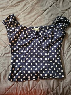 Pinup Polkadot Top Sz Med