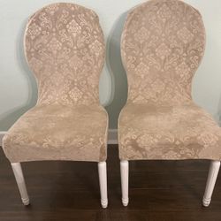 Slip Covered Pair of king Louis Chairs