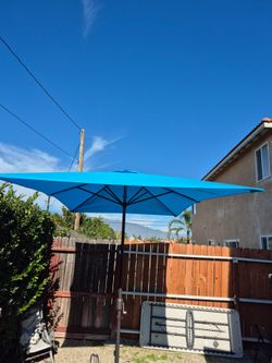 10x6.5" ft rectangle market umbrella patio color: Agua base not included