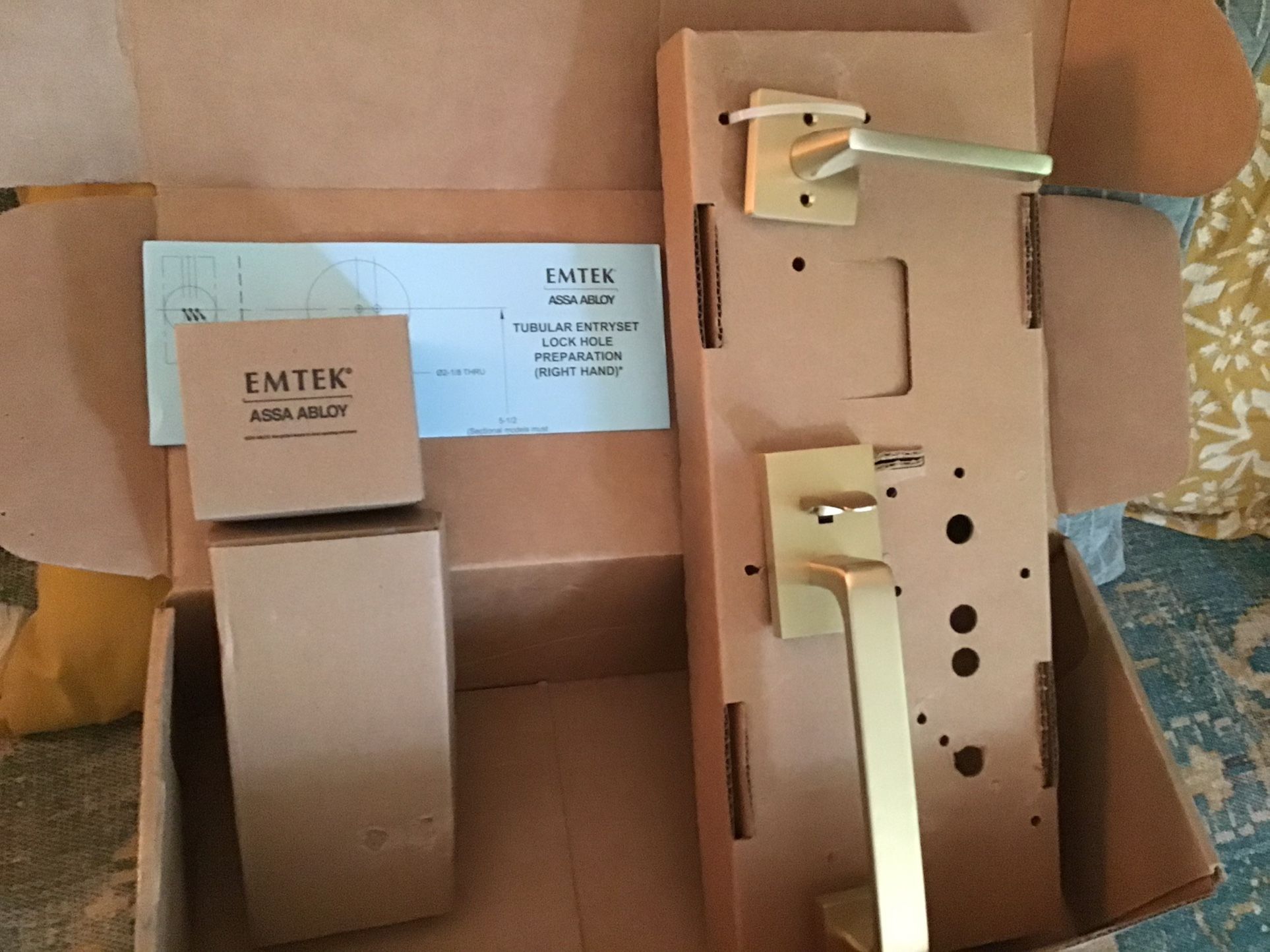 Emtek Satin Brass Tubular Handle Set Brand New