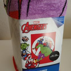 NEW! Marvel Avengers Large Plush Blanket (With Hulk, Thor, Captain America)