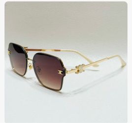 Celine Square Rimless Sunglasses Gold Brown