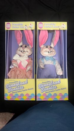 vintage poseable easter bunny set