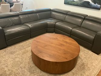 L- shaped reclining leather sofa