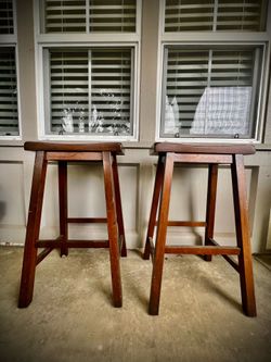 Pair: Coaster Malaysian barstools