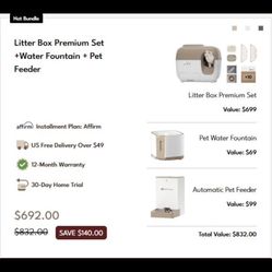 PETSNOWY ROBOT LITTER BOX + 2 AUTO FEEDERS AND 1 AUTO WATERER