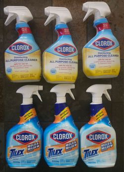 Clorox all purpose dissenfecting spray or Tilex  32oz
