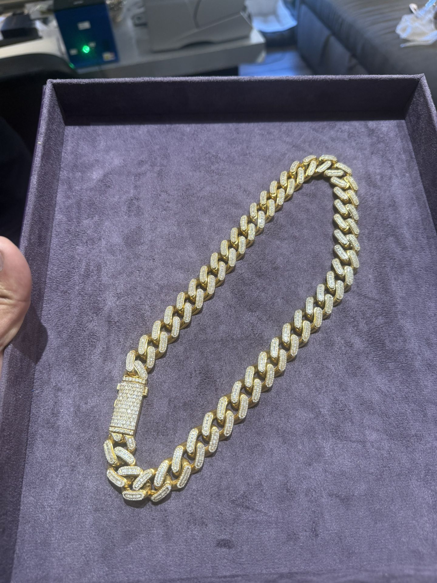 Iced out yellow gold Cuban chain