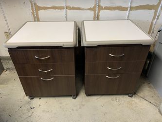 Pair Of 3 Drawer HD Metal Medical Cabinets