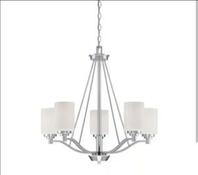 Millennium Lighting 5-Light Satin Nickel Chandelier with Etched White Glass