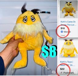 $8 Dr Seuss the Lorax Plushie in great condition