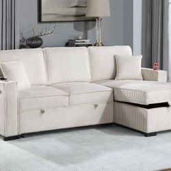 Corduroy Sectional Sleeper Sofa