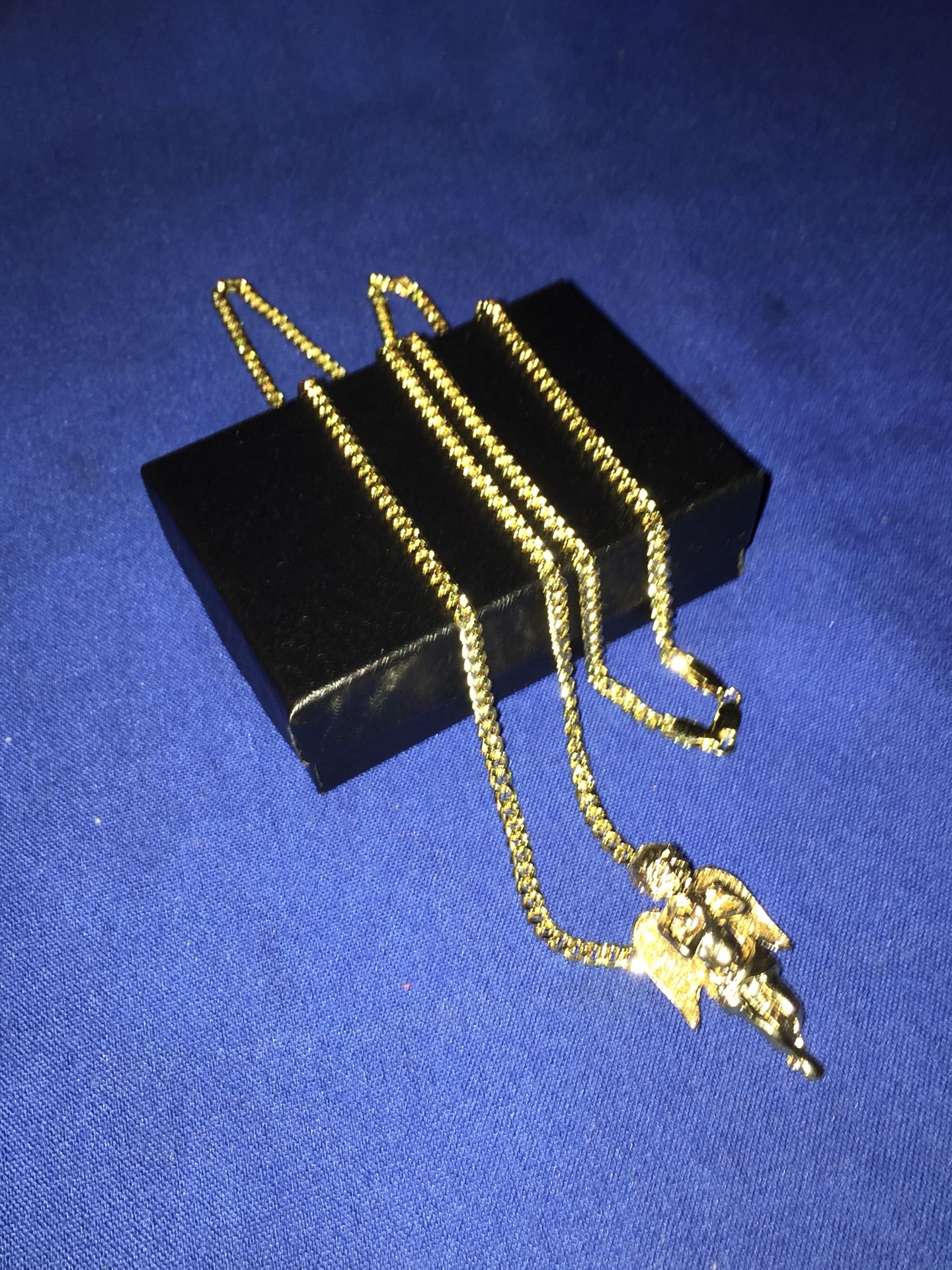 22Inch 14K Gold Chain W/ Angel pendent”