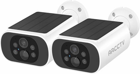 Solar Security Camera Outdoor Wireless, 4MP Battery Powered Surveillance 2 pack