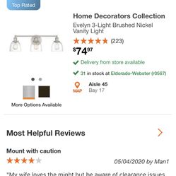 Home Decorators Collection Evelyn 3-Light Brushed Nickel Vanity Light