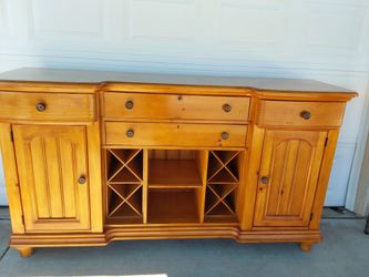 Solid Wood Buffet Sideboard with Wine Rack