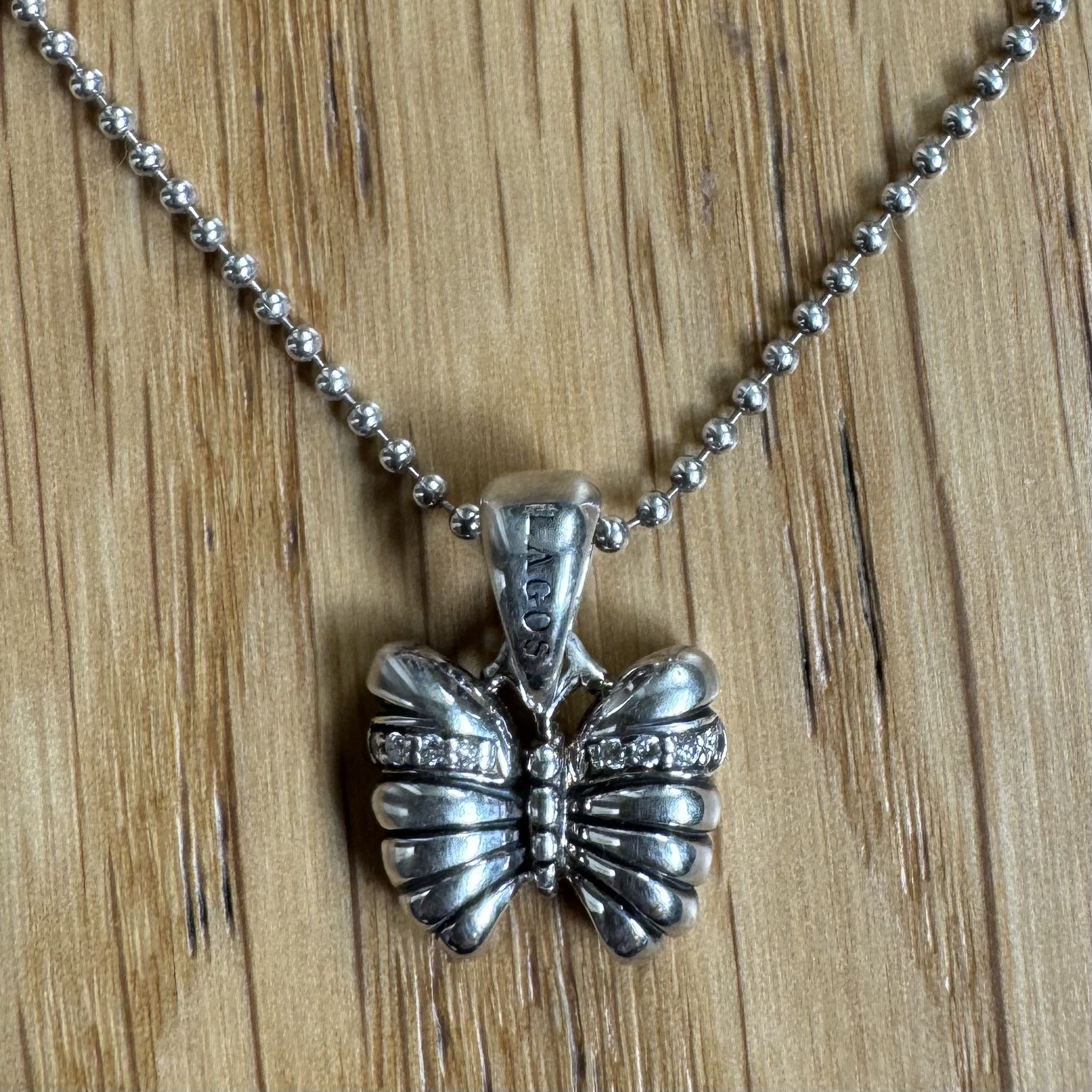 LAGOS Sterling Silver & Diamond 0.05ctw Butterfly Pendant Necklace