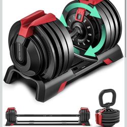 3-In-1 Adjustable Dumbbell Set, 54LBS Barbell Kettlebell with 12 Free Weights, 1-Sec Fast Adjustable, Premium Comfort Non-slip Metal Handle