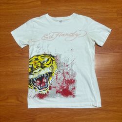 Vintage Y2K Ed Hardy Tiger Blood Splatter Shirt Size M