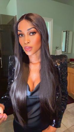 Lace Front Black Straight Wig 28 Inch Long Premium Quality Synthetic Hair Heat Ok