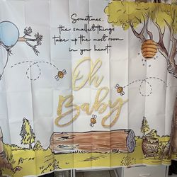Winnie The Pooh Baby shower Backdrop 5x7