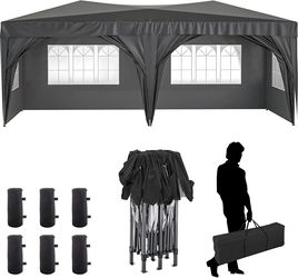 Aoxun 10 x 20 Pop-Up Canopy Tent with 6 Removable Sidewalls - Gray