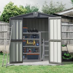 New in Box 5'x3' Storage Shed Metal Sheds &Outdoor Clearance with Double Lockable Door Gable Roof