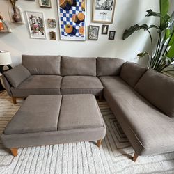 Large Macy’s Sectional Couch with Reversible Storage Ottoman