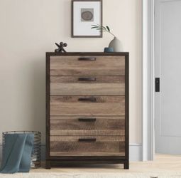 5 drawer brown wood dresser