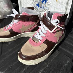 Bapesta Mid  Brown And pink Bape Size 7