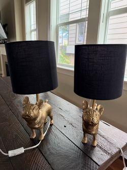Gold French Bulldog Table Lamps – Set of 2