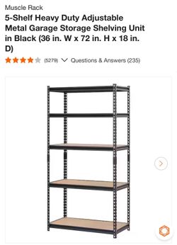 5-Shelf Heavy Duty Adjustable Metal Garage Storage Shelving Unit in Black (36 in. W x 72 in. H x 18 in. D)