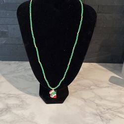Grinch Green And Gold Plated Christmas Necklace Women And Kids Jewelry 