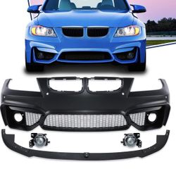 PENSUN M4 Looks Style Front Bumper W/Fog Lights Fit for 2006-2008 BMW 3 Series E90 