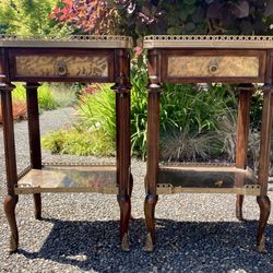 Pair Of Vintage Theodore Alexander  Eglomise Lamp Tables