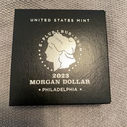 Silver Morgan Dollar Coin From The Year 2023. 