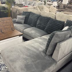 Velvet Sectional With The Chaice On The Right Was 2000 Now It’s 1199