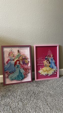 Set Of 2 Wall Picture Disney Princesses