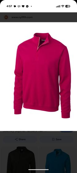 New!  CUTTER & BUCK -Men's Journey  100% Supima Cotton Flatback Half Zip - Red, Large