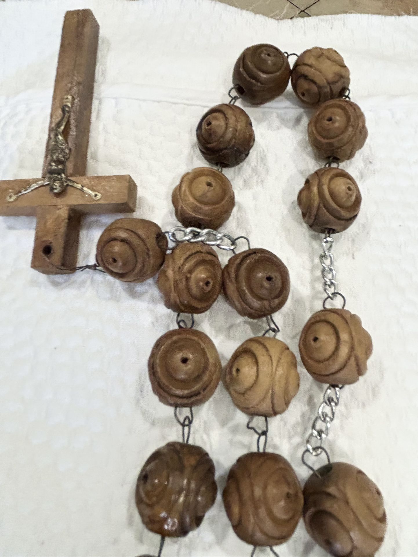Vintage Huge 48 Inch Rosary Wooden Beads Hand Carved