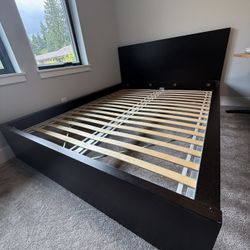 Queen Bed Frame IKEA Malm Dark Brown Veneer