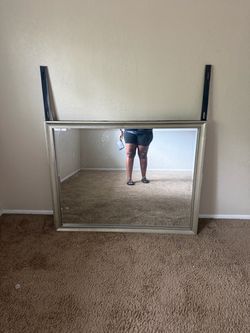 Large Wall Mirror with Silver Frame