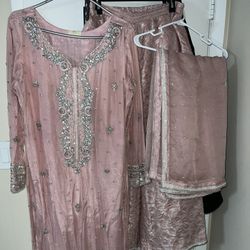 Baby pink 3 piece gharara/Farshi shalwar formal Pakistani desi wedding suit
